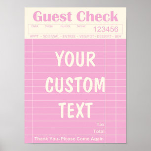 Aangepaste gastcheck keuken muurkunst poster