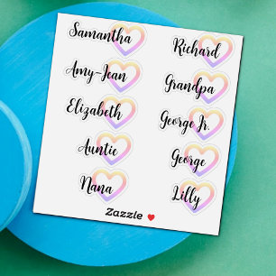 Aangepaste Gastenlijst 10 Namen Kalligrafie Ombre Sticker