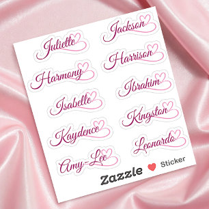 Aangepaste gastenlijst 10 Namen Roze Kalligrafie H Sticker