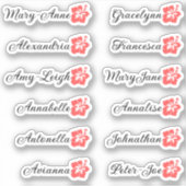 Aangepaste gastenlijst 12 namen Calligrafie Hawaii Sticker (Voorkant)