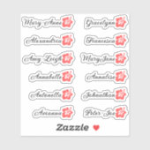 Aangepaste gastenlijst 12 namen Calligrafie Hawaii Sticker (Vel)