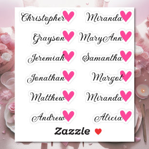Aangepaste Gastenlijst 12 Namen Kalligrafie Roze H Sticker