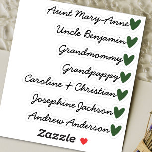 Aangepaste Gastenlijst 7 Namen Kalligrafie Groen H Sticker