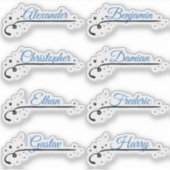 Aangepaste gastenlijst 8 namen Blue Calligraphy St Sticker (Voorkant)