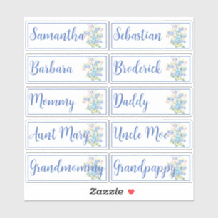 Aangepaste gastlijst 10 namen vergeet-mij-nietjes  sticker