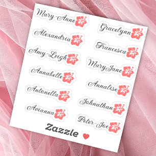 Aangepaste gastlijst 12 namen kalligrafie Hawaï Sc Sticker