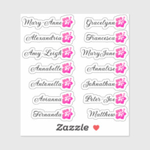 Aangepaste gastlijst kalligrafie Hawaï helder roze Sticker
