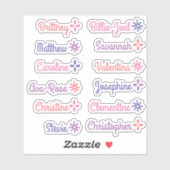 Aangepaste gastlijstnamen Cute Stars Handlettering Sticker (Vel)