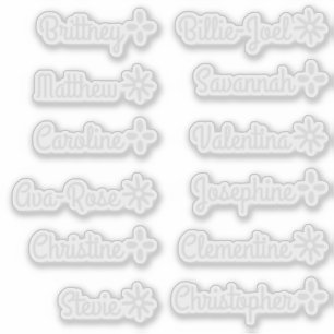 Aangepaste gastlijstnamen Cute Stars Lichtgrijs Sticker