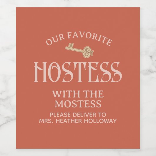 Aangepaste gastvrouw met het Mostess Script Gift Wijn Etiket (Enkel label)