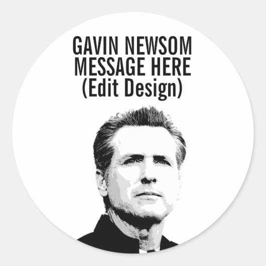Aangepaste Gavin Newsom Ronde Sticker (Voorkant)