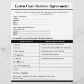 Aangepaste gazon zorg overeenkomst formulier Sjabl Flyer (Voorkant)