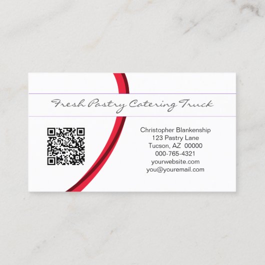 Aangepaste gebak en Chef-foto met QR-code Visitekaartje (Achterkant)