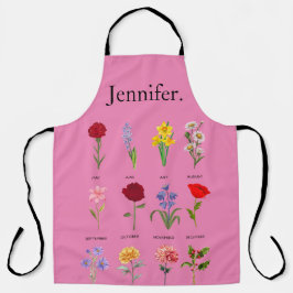 Aangepaste Geboorte Maand Bloemen Alle 12 maanden Schort