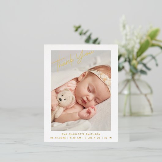 Aangepaste Geboorteaankondiging Postkaart met Beda Folie Feestdagen Briefkaart (Staand Voorkant)