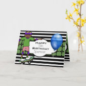 Aangepaste geboortedag met Skateboarder Kaart (Gele Bloem)