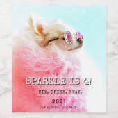 Aangepaste geboortedatum foto van Dog | Pet Star Wijn Etiket (Enkel label)