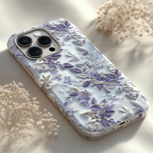 Aangepaste Geborduurde Bloemen iPhone Case met Mot