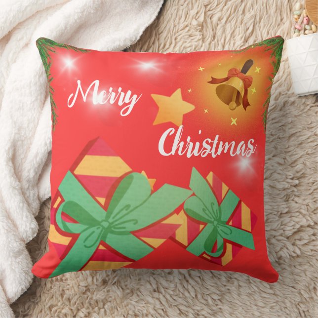 Aangepaste geborsteld Sierkussen Vrolijk kerstfees (Deken)