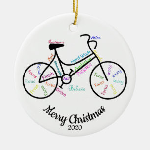 Aangepaste gedateerde Christimas Motivatie Cyclusw Keramisch Ornament