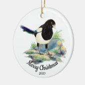 Aangepaste gedateerde kerst ekster tuin vogel keramisch ornament (Links)