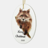 Aangepaste gedateerde kerst Schattige Red Fox Anim Keramisch Ornament (Links)