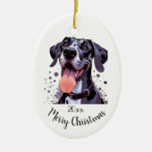 Aangepaste gedateerde Kerstmis Grote Deen Hond Die Keramisch Ornament (Voorkant)