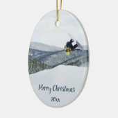 Aangepaste gedateerde snowboard boarding winterspo keramisch ornament (Links)