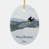 Aangepaste gedateerde snowboard boarding winterspo keramisch ornament (Voorkant)