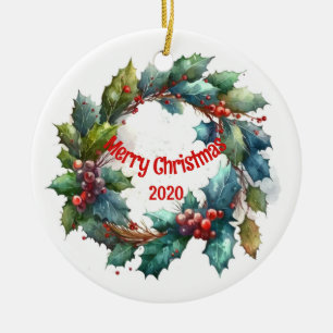 Aangepaste gedateerde vintage kerst Waterverf kran Keramisch Ornament