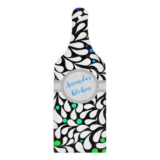 Aangepaste gedurfde moderne bloemen blauw blauwgro snijplank (Voorkant)