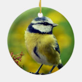 Aangepaste Geel-breasted Blue Chat Foto Keramisch Ornament (Achterkant)