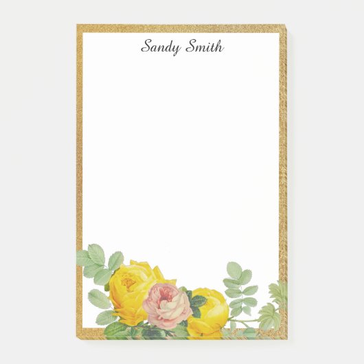 Aangepaste geel- en roze rozen post-it® notes (Voorkant)