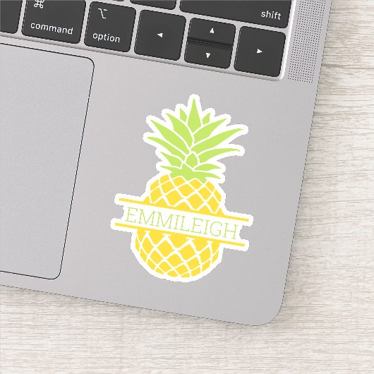 Aangepaste geel-groene ananas sticker (Detail)