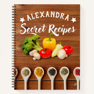 Aangepaste geheime recepten Moderne houtfamilie Notitieboek