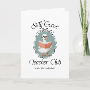 Aangepaste Gekke Goose Teacher Club Wenskaart Kaart