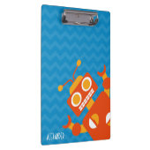 Aangepaste Gekke Oranje robot Blue Chevron Boys Klembord (Rechts)