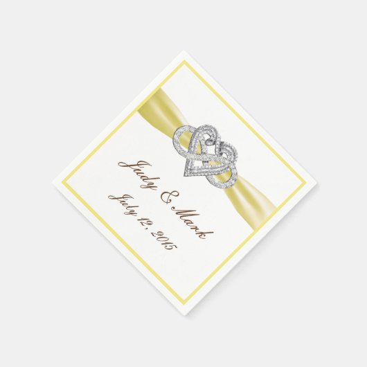 Aangepaste gele Infinity Heart Paper servetten (Hoek)