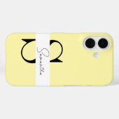 Aangepaste Gele Pastel iPhone Case met Monogram (Achterkant (horizontaal))