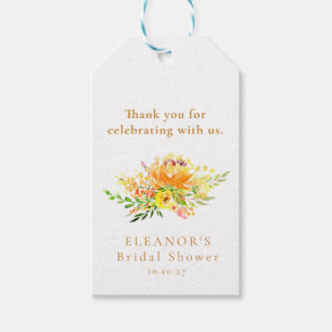 Aangepaste gele waterverf bloem bruiloftsdouche cadeaulabel