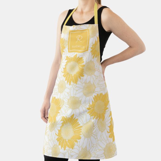 Aangepaste gele zonnebloem schort (Insitu)