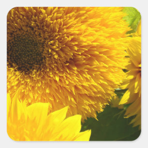 Aangepaste Gele Zonnebloemstickers Voeg Uw Tekst T Vierkante Sticker