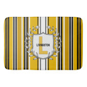 Aangepaste gele zwarte strepen monogram badmat (Voorkant)