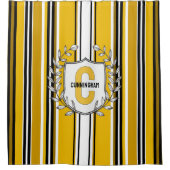 Aangepaste gele zwarte strepen monogram douchegordijn (Voorkant)