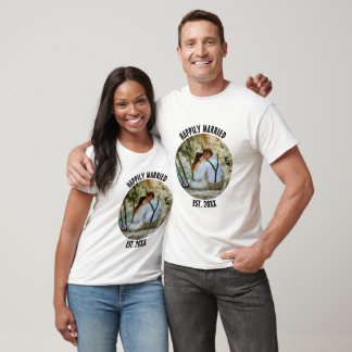 Aangepaste gelukkig getrouwde bruiloft Jubileum fo T-shirt