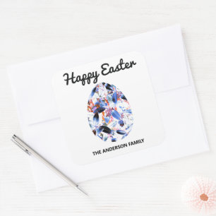 Aangepaste Gelukkig Pasen Kleurrijke Ei Lente Vierkante Sticker