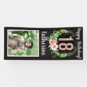 Aangepaste Gelukkige 18e Verjaardag Roze Glitter F Spandoek (Horizontaal)