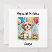 Aangepaste Gelukkige 1e Verjaardag Gefeliciteerd, Kaart (Voorkant)
