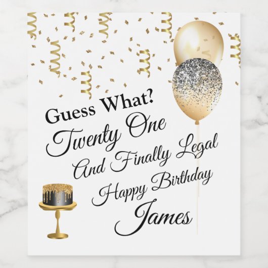 Aangepaste Gelukkige 21 Verjaardag Wijn Etiket (Enkel label)