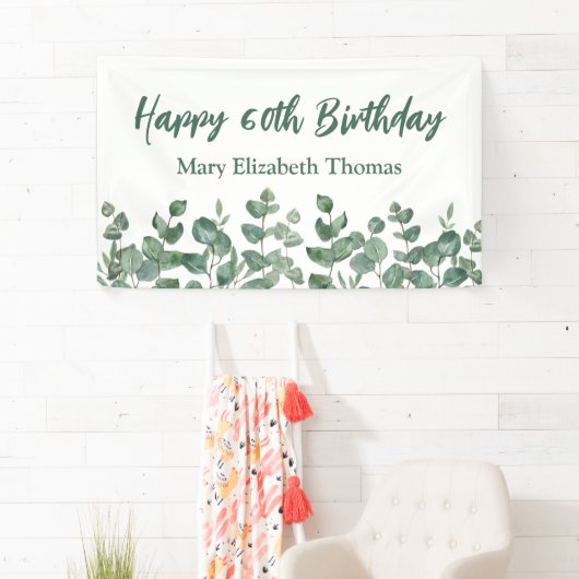 Aangepaste Gelukkige 60e Verjaardag Groen Spandoek (Insitu)